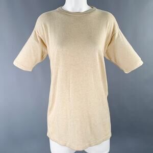 TSE Size M Beige Oatmeal Cashmere Silk Short Sleeve Pullover
